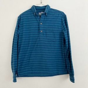 Chubbies Nutter Henley Flannel Shirt Men's Medium Blue Striped 100% Cotton